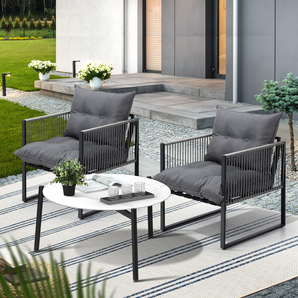 Amalfi  3 or 5pc Premium Table and Chair Outdoor Set | Soft Cushioned Chairs and Table Patio Furniture Set