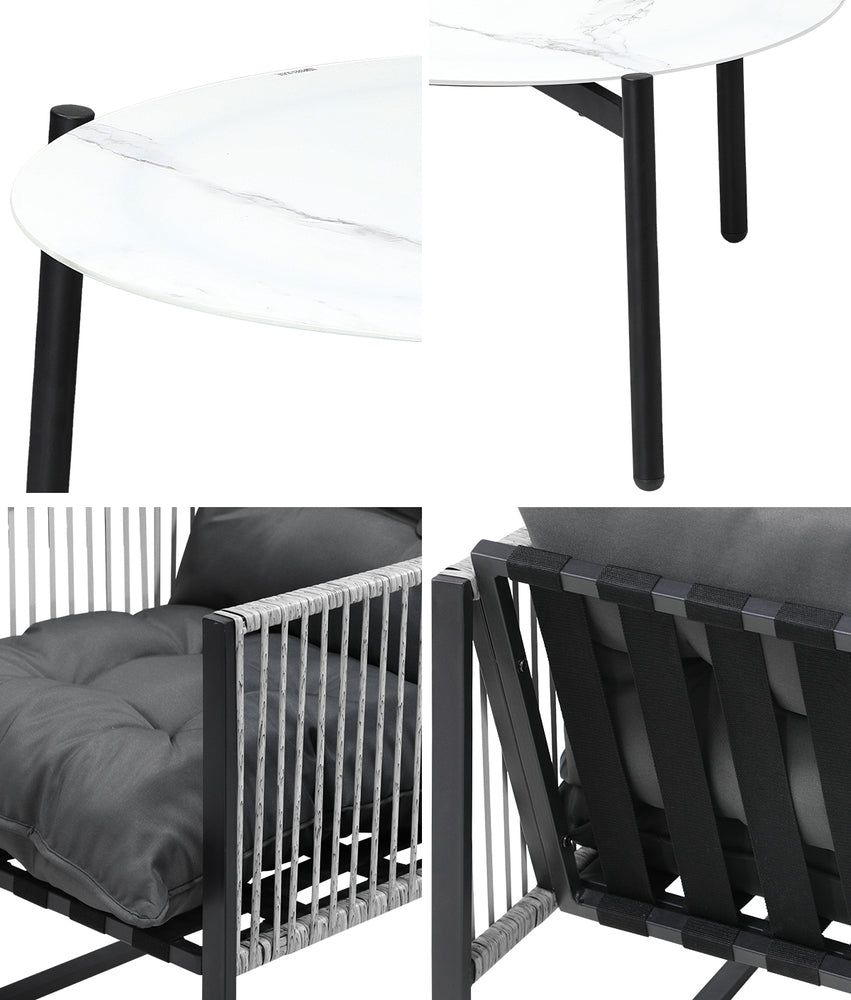 Amalfi  3 or 5pc Premium Table and Chair Outdoor Set | Soft Cushioned Chairs and Table Patio Furniture Set