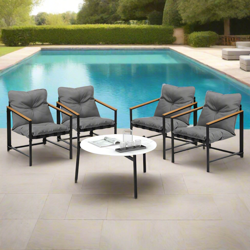 Romana 5pc Outdoor Lounge Sets | Designer Outdoor Table and Chairs Patio Set