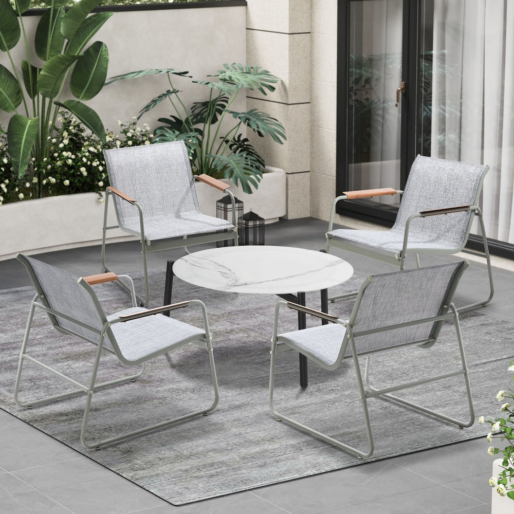 Blanco Nuovo Modern Designer Outdoor Set | 3,4 or 5 Piece White Patio Lounge Table Chair Setting