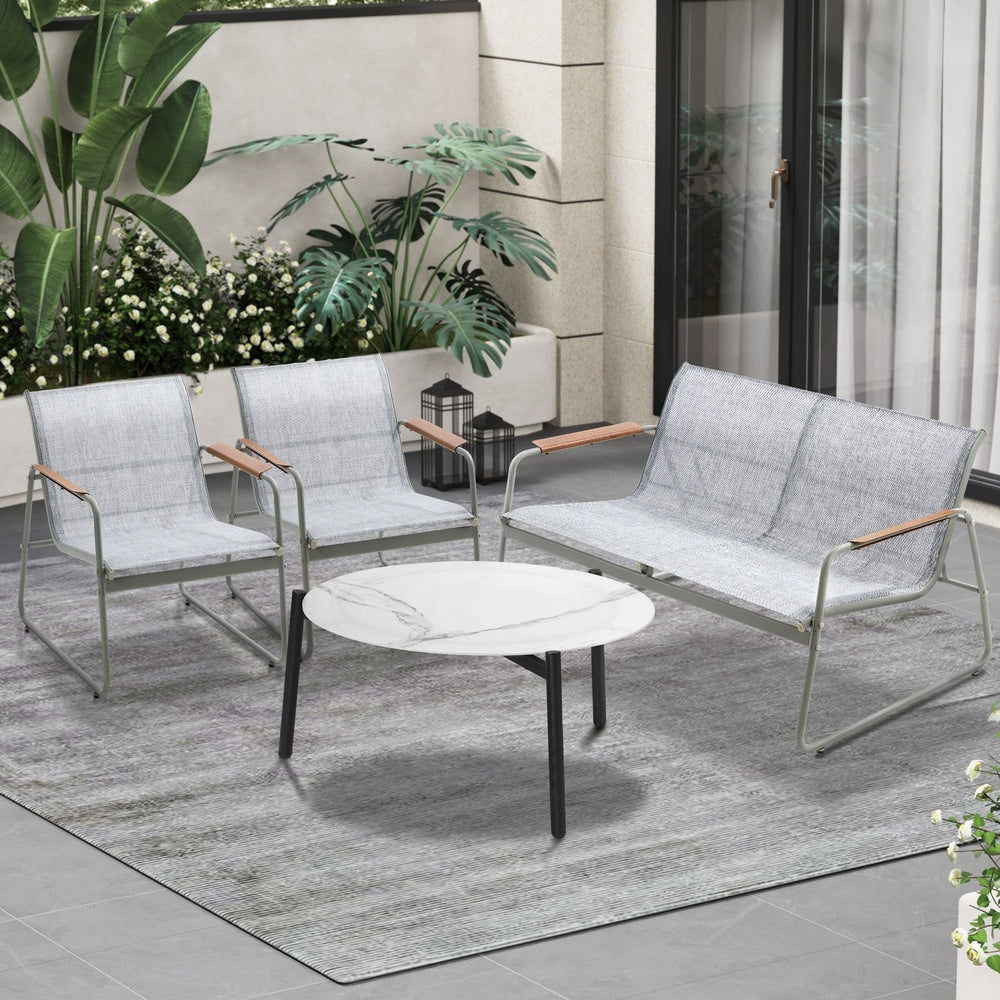 Blanco Nuovo Modern Designer Outdoor Set | 3,4 or 5 Piece White Patio Lounge Table Chair Setting