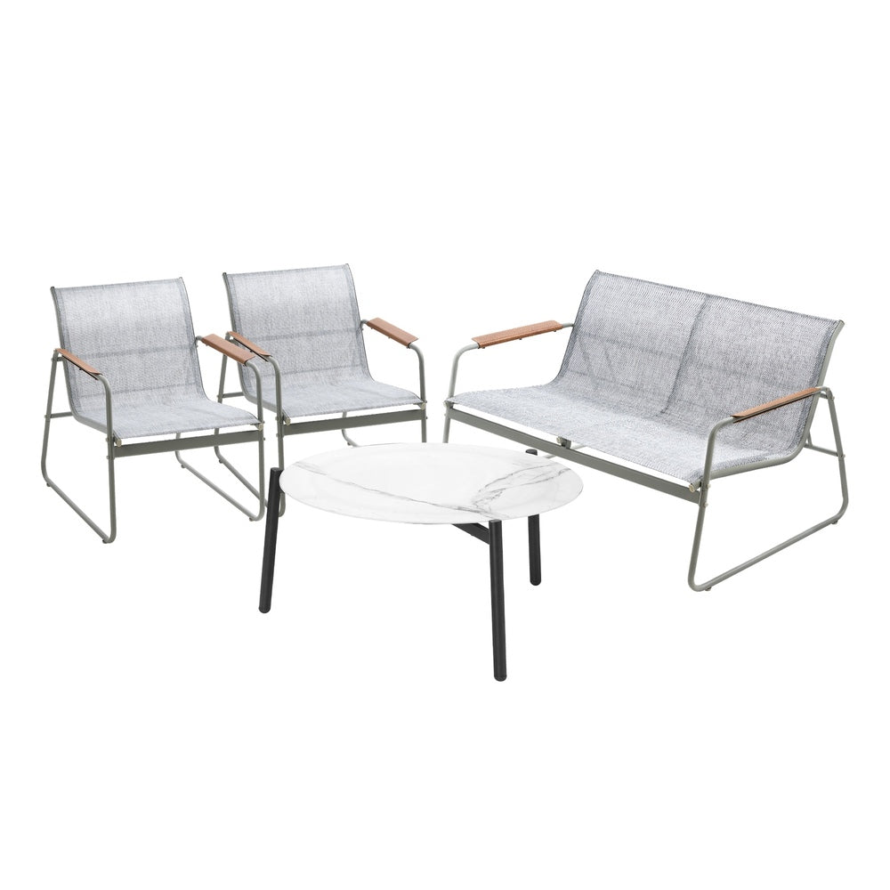 Blanco Nuovo Modern Designer Outdoor Set | 3,4 or 5 Piece White Patio Lounge Table Chair Setting
