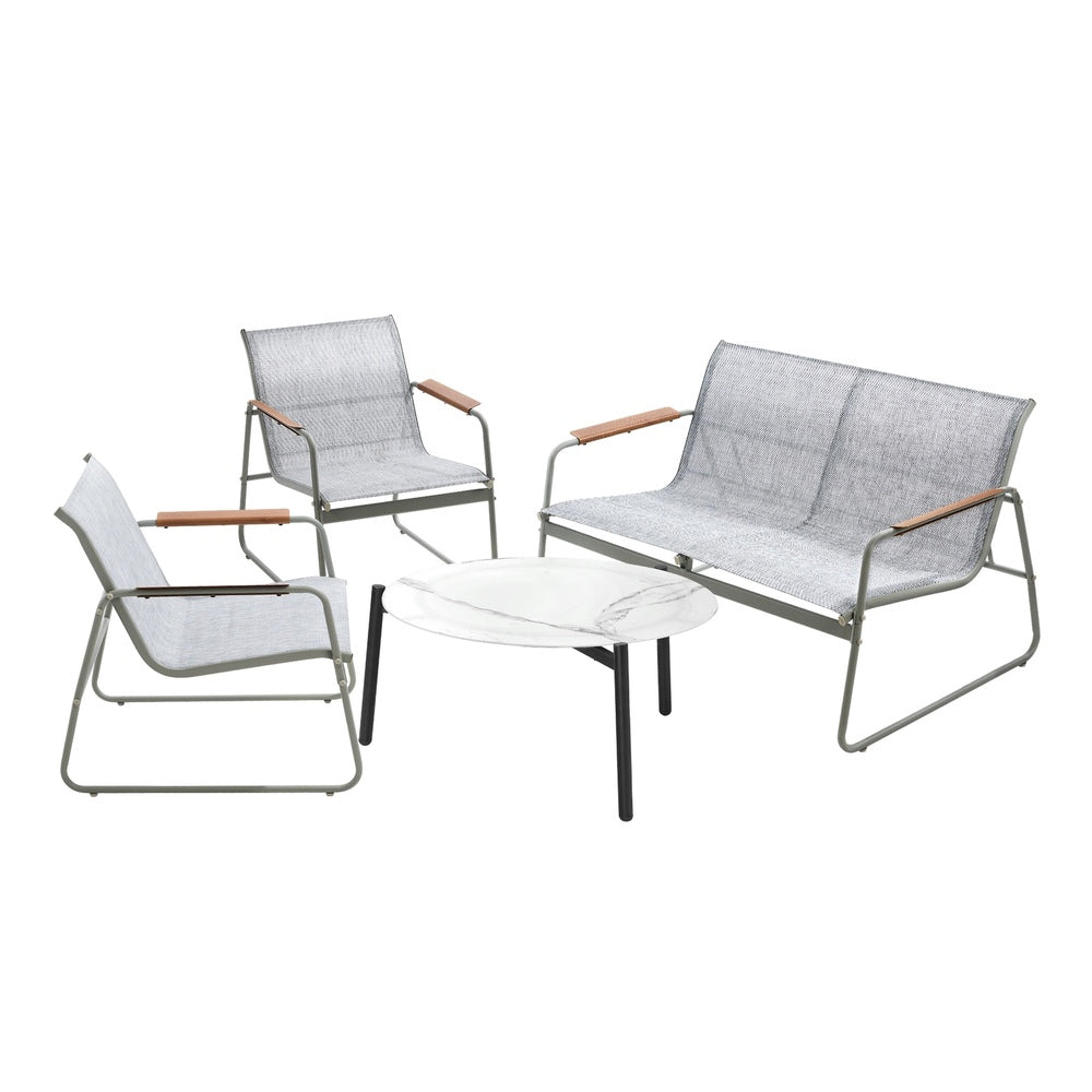 Blanco Nuovo Modern Designer Outdoor Set | 3,4 or 5 Piece White Patio Lounge Table Chair Setting