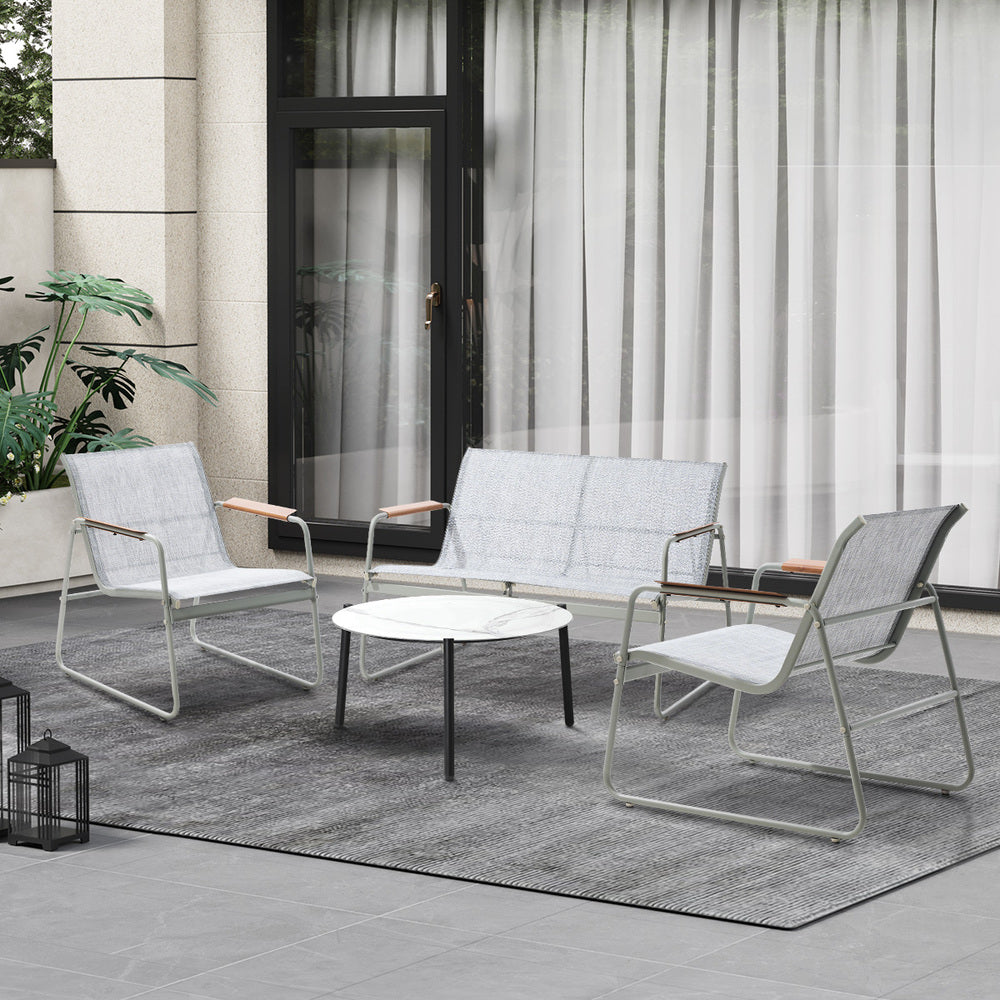 Blanco Nuovo Modern Designer Outdoor Set | 3,4 or 5 Piece White Patio Lounge Table Chair Setting