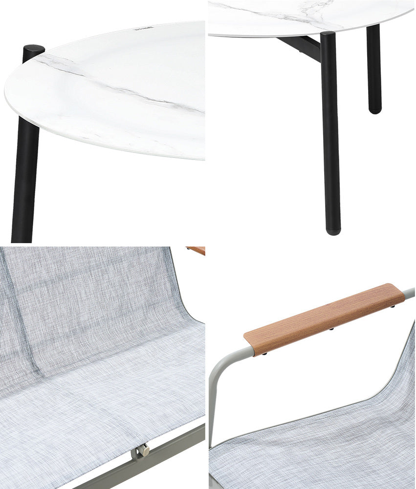 Blanco Nuovo Modern Designer Outdoor Set | 3,4 or 5 Piece White Patio Lounge Table Chair Setting