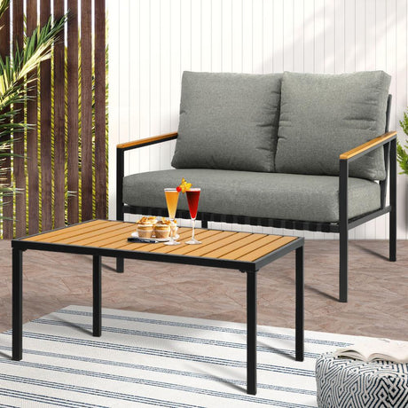 Peruzzi Deluxe Outdoor Furniture Set | Cushioned Metal Wood Patio Setting