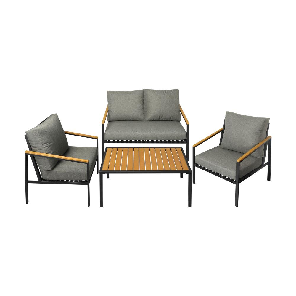 Peruzzi Deluxe Outdoor Furniture Set | Cushioned Metal Wood Patio Setting
