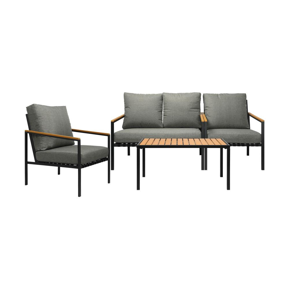 Peruzzi Deluxe Outdoor Furniture Set | Cushioned Metal Wood Patio Setting
