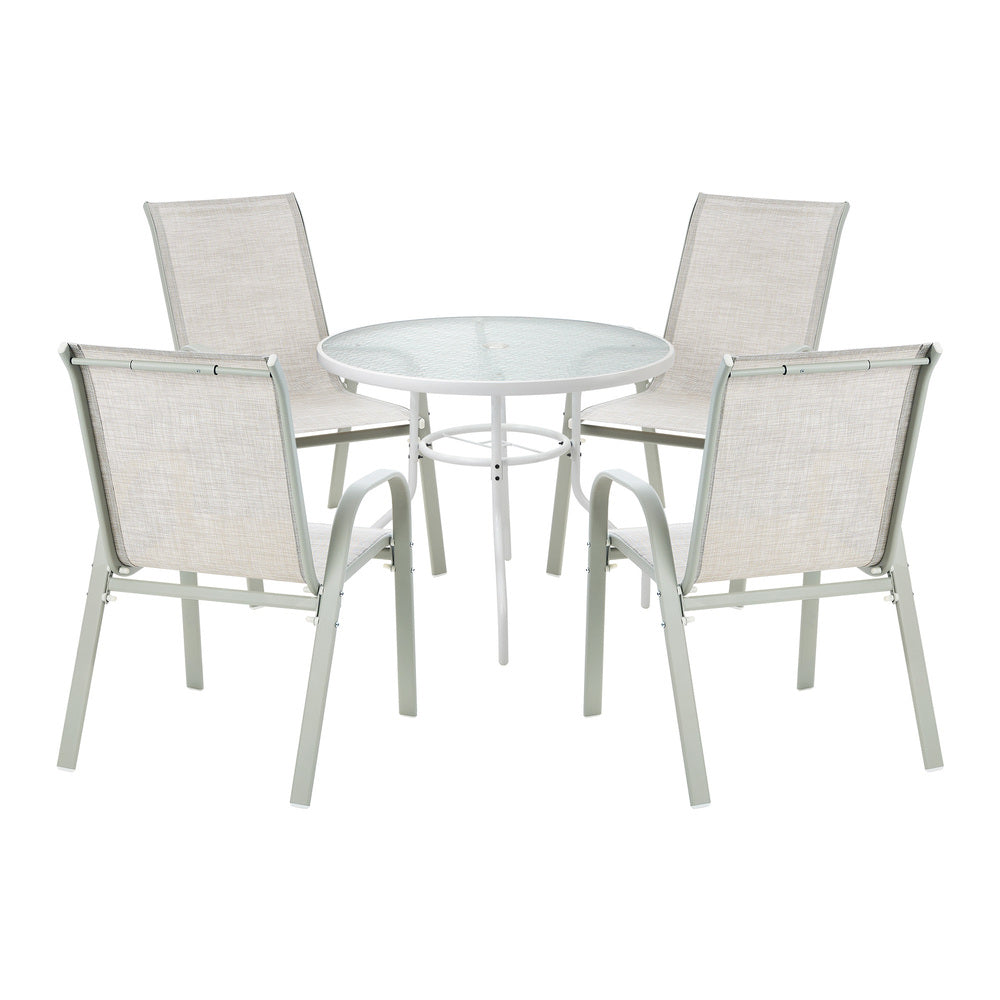 Solero 5 Piece Outdoor Dining Set | 90cm Round Table Outdoor Bistro Set