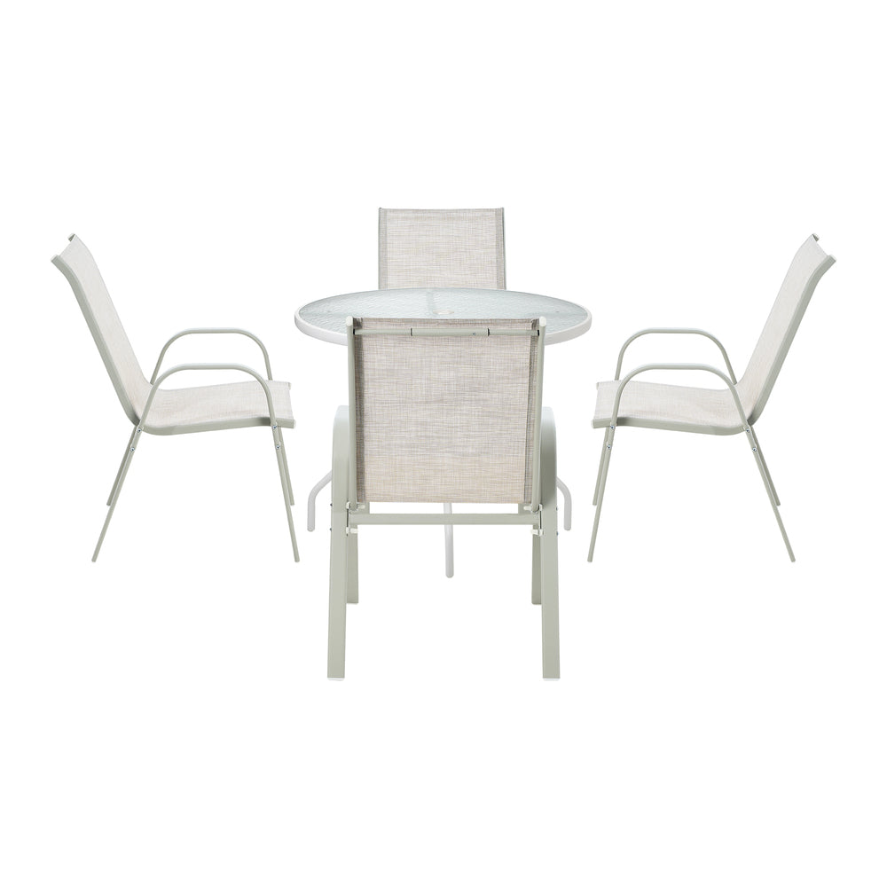 Solero 5 Piece Outdoor Dining Set | 90cm Round Table Outdoor Bistro Set