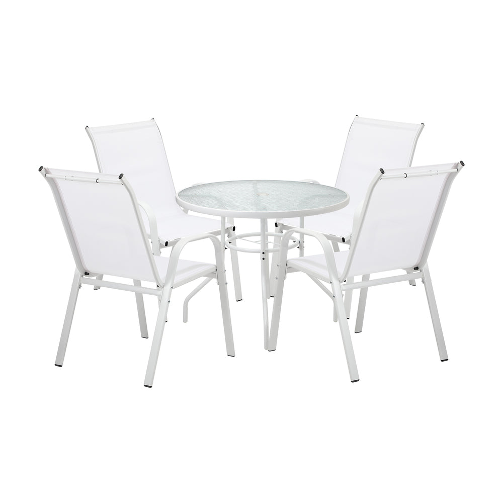 Solero 5 Piece Outdoor Dining Set | 90cm Round Table Outdoor Bistro Set