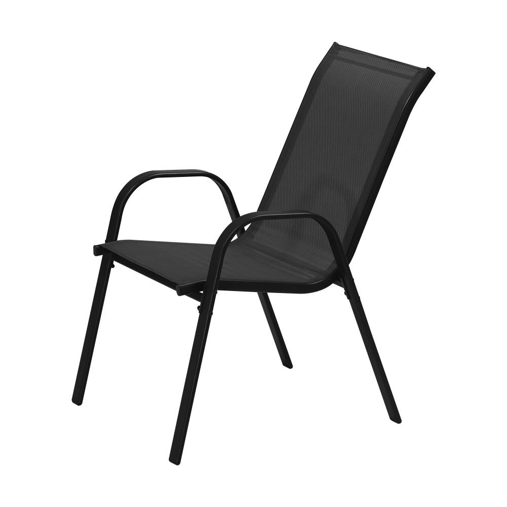 Mikanos Modern Outdoor Stackable Chairs | Two or Four Steel and Mesh Patio Chairs