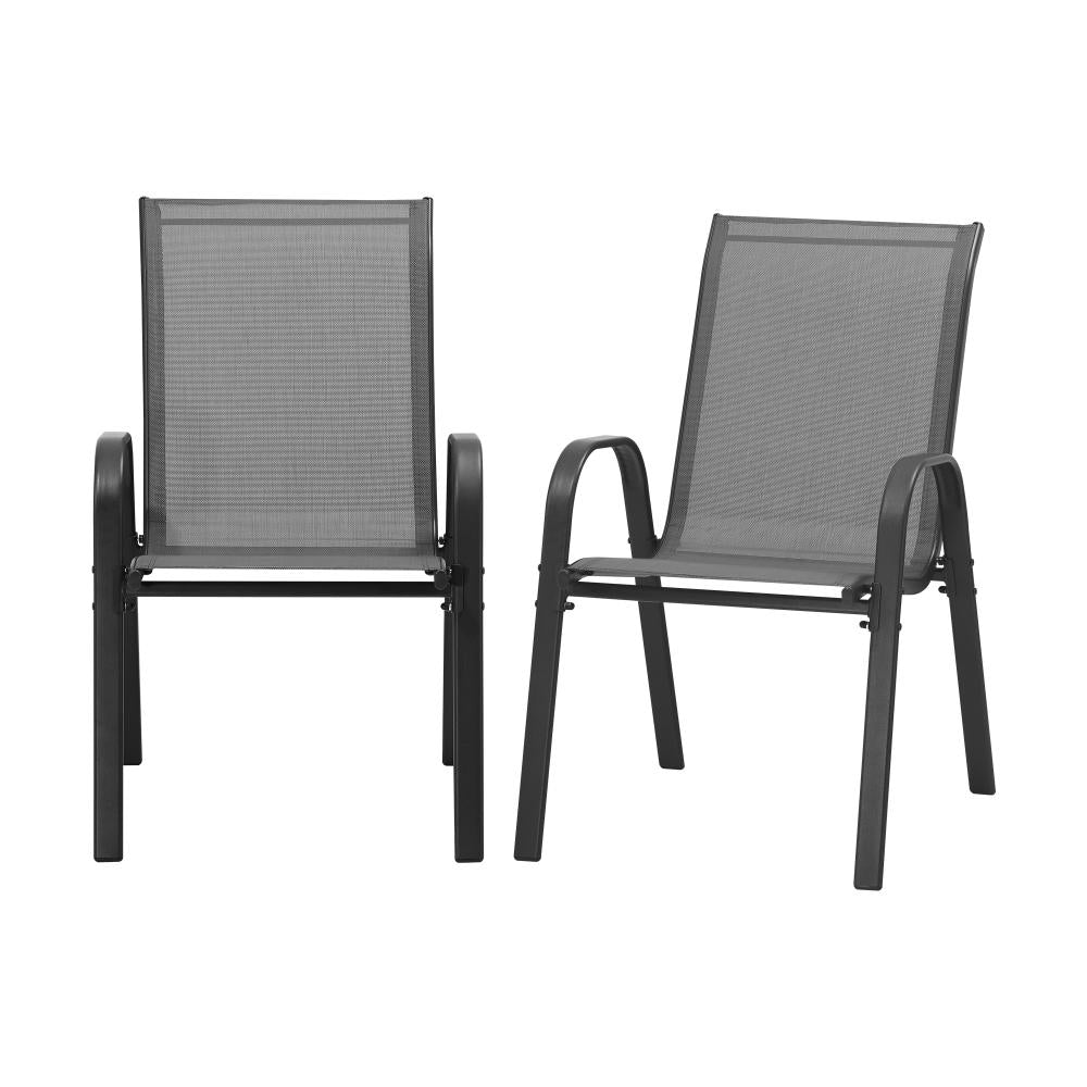 Mikanos Modern Outdoor Stackable Chairs | Two or Four Steel and Mesh Patio Chairs