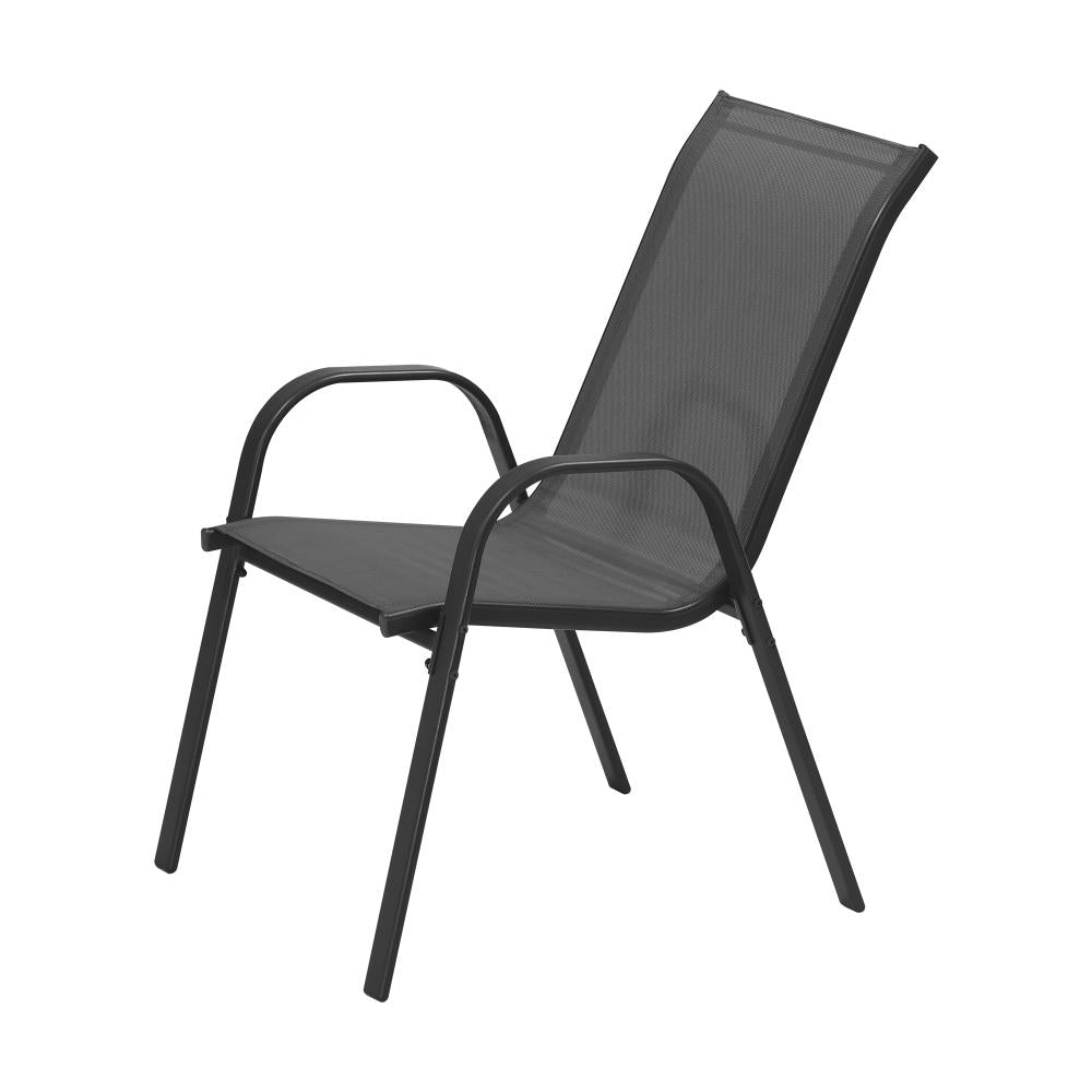 Mikanos Modern Outdoor Stackable Chairs | Two or Four Steel and Mesh Patio Chairs