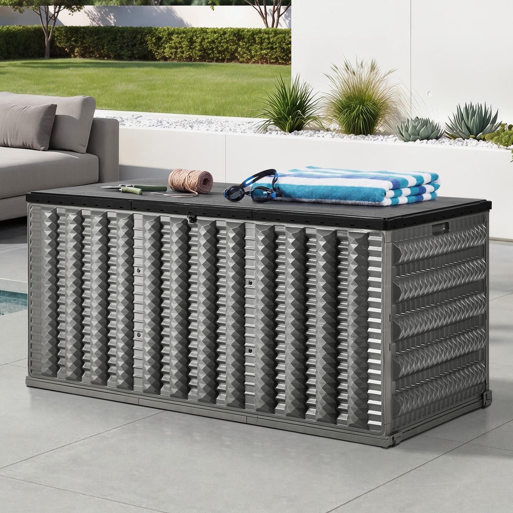 Forte 680L Extra Large Weatherproof Outdoor Storage Box | Foldable Pool Garden Storage Box