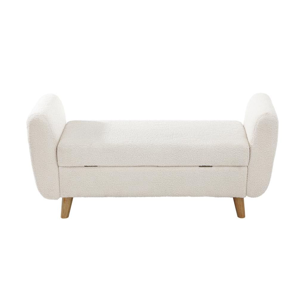 Teddy Boucle Seating Storage Ottoman Daybed | White Boucle Blanket Box Seating Bench