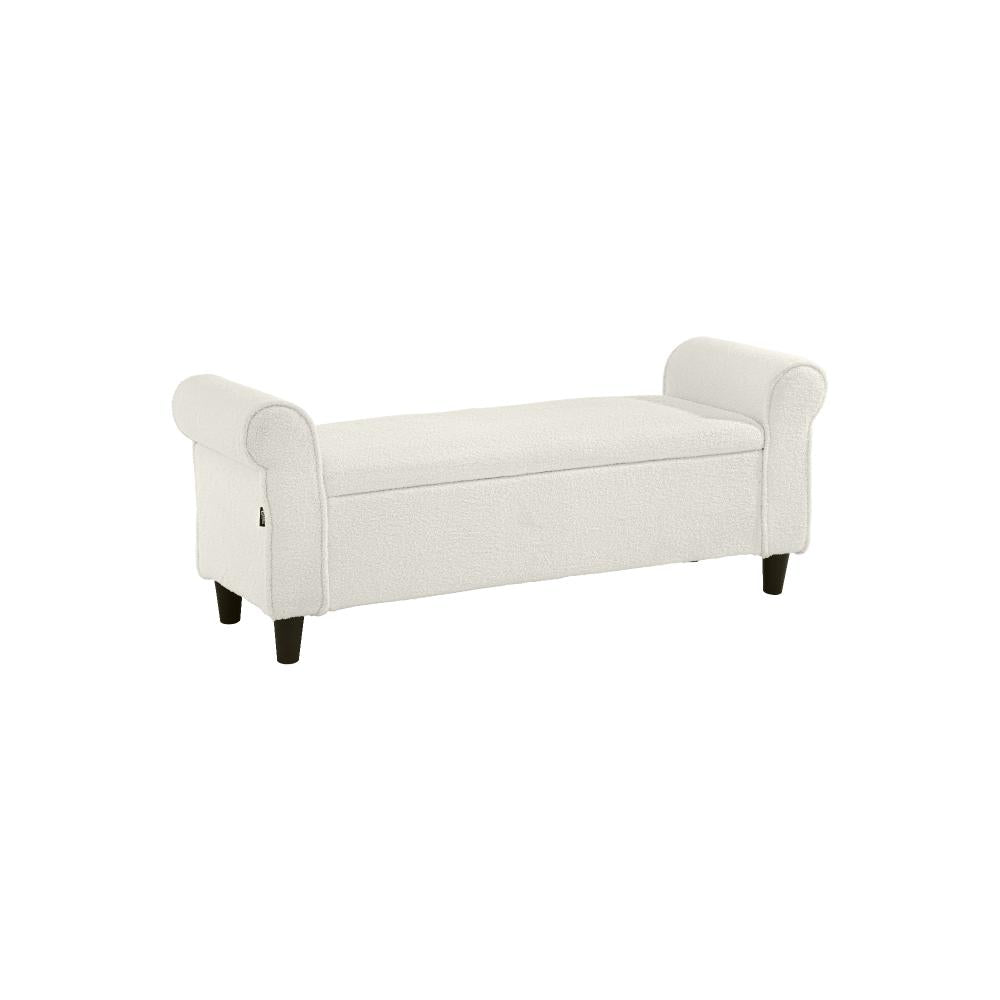 Teddy Boucle Seating Storage Ottoman Daybed | White Boucle Blanket Box Seating Bench