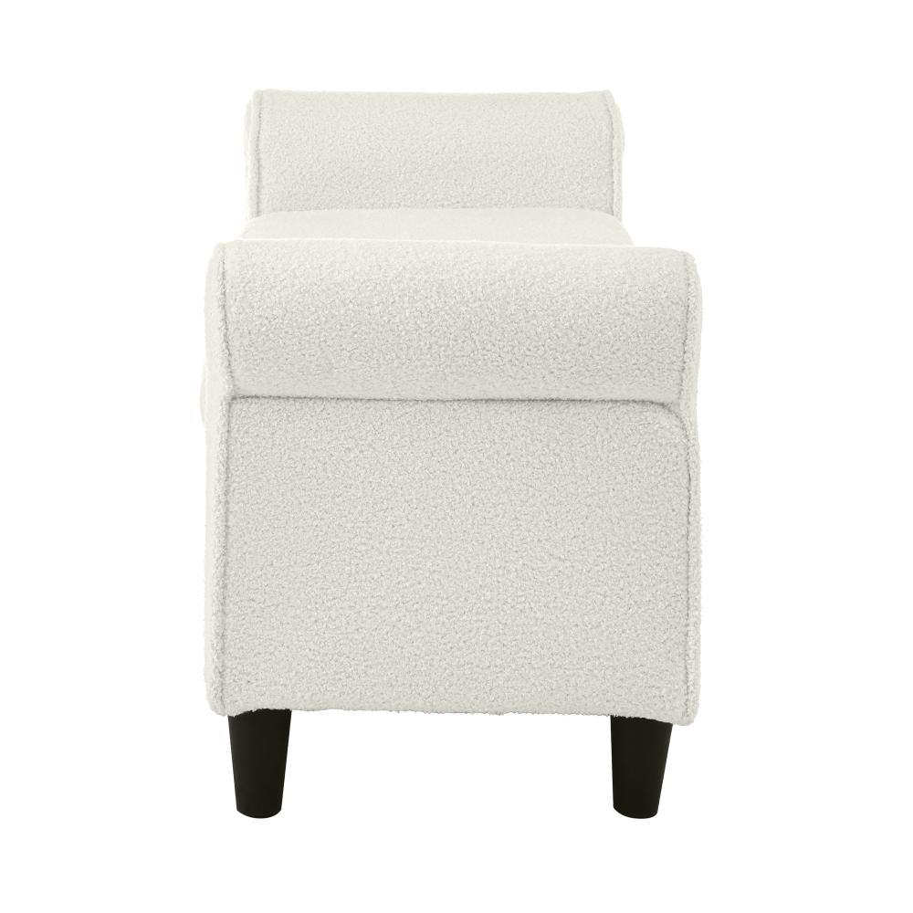 Teddy Boucle Seating Storage Ottoman Daybed | White Boucle Blanket Box Seating Bench