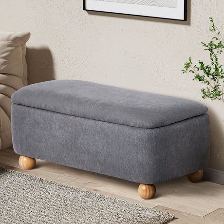 Taledo Two in One Ottoman Storage Box and Seating Bench | Cushioned Soft Boucle or Fabric Blanket Box