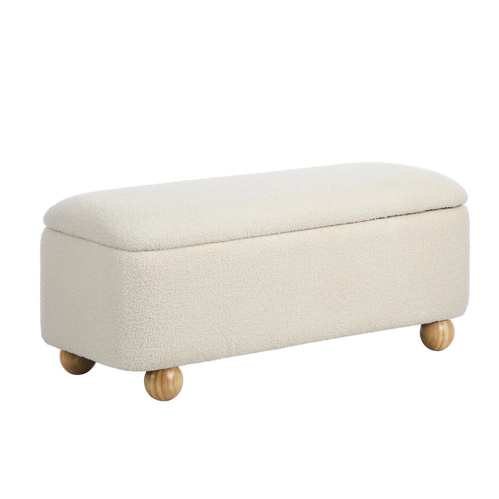 Taledo Two in One Ottoman Storage Box and Seating Bench | Cushioned Soft Boucle or Fabric Blanket Box