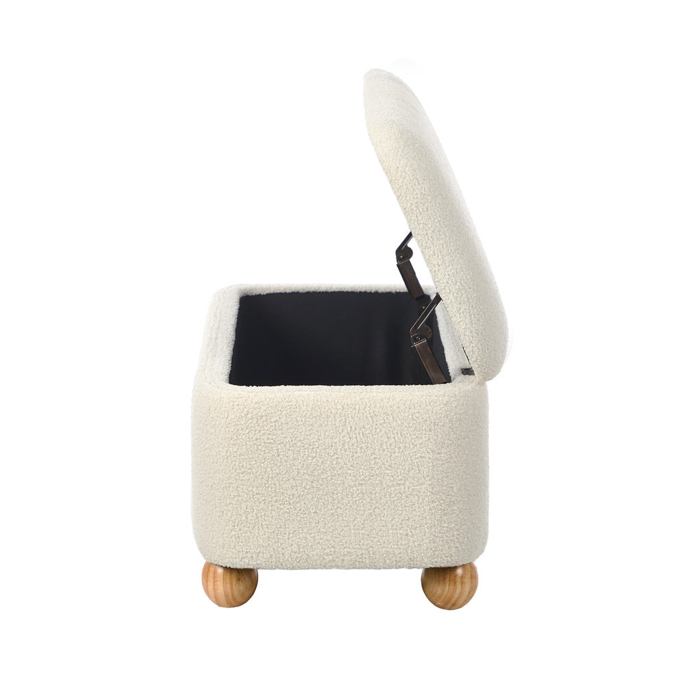 Taledo Two in One Ottoman Storage Box and Seating Bench | Cushioned Soft Boucle or Fabric Blanket Box