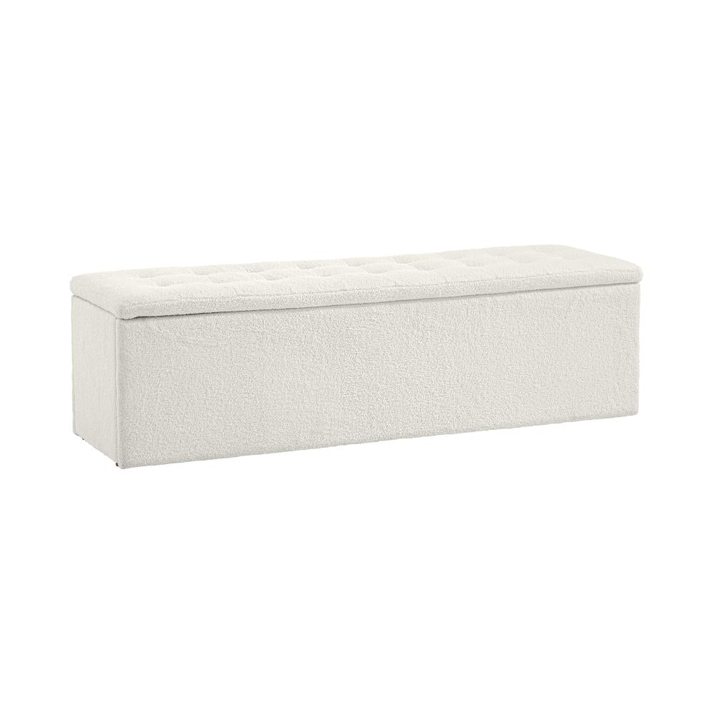 Teddy Boucle Seating Storage Ottoman Daybed | White Boucle Blanket Box Seating Bench