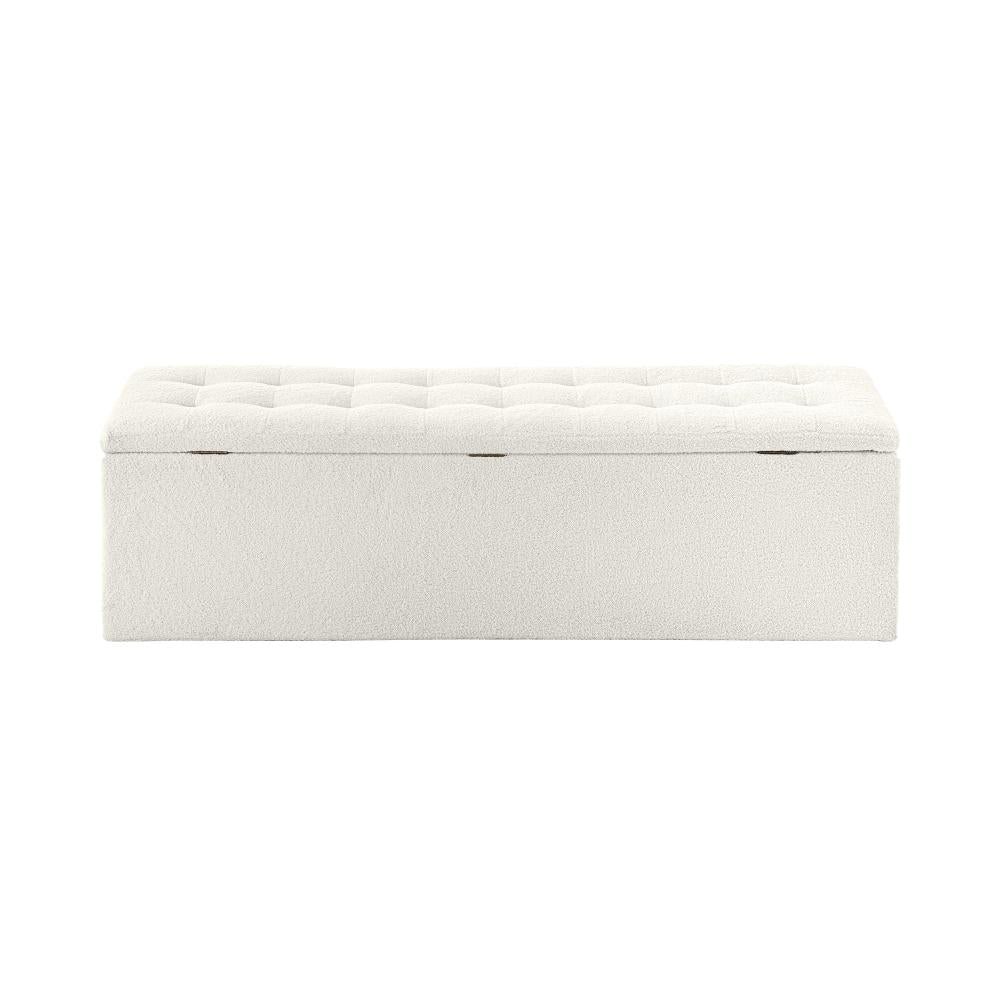 Teddy Boucle Seating Storage Ottoman Daybed | White Boucle Blanket Box Seating Bench