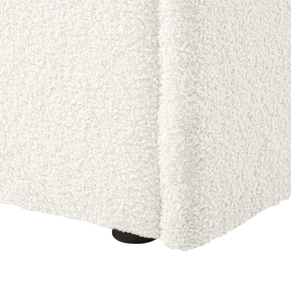 Teddy Boucle Seating Storage Ottoman Daybed | White Boucle Blanket Box Seating Bench