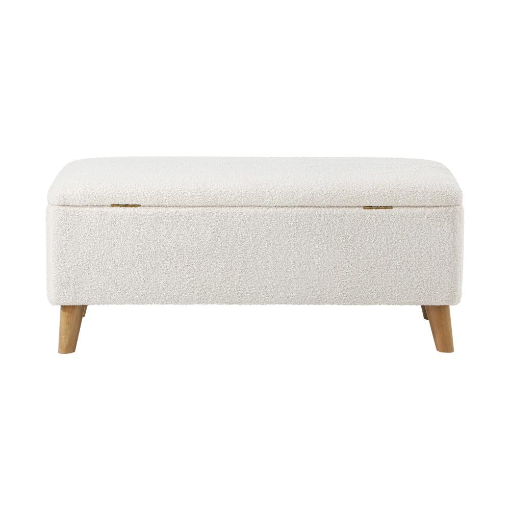 Teddy Boucle Seating Storage Ottoman Daybed | White Boucle Blanket Box Seating Bench
