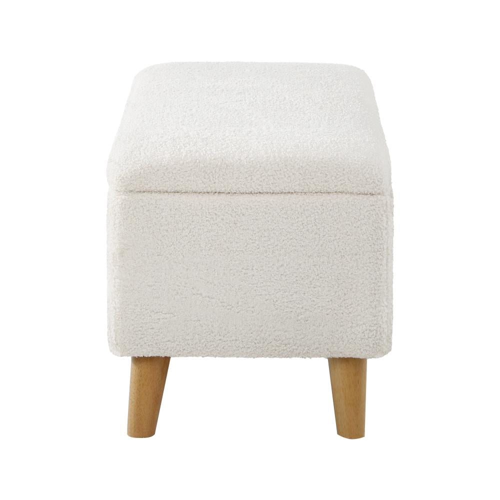 Teddy Boucle Seating Storage Ottoman Daybed | White Boucle Blanket Box Seating Bench