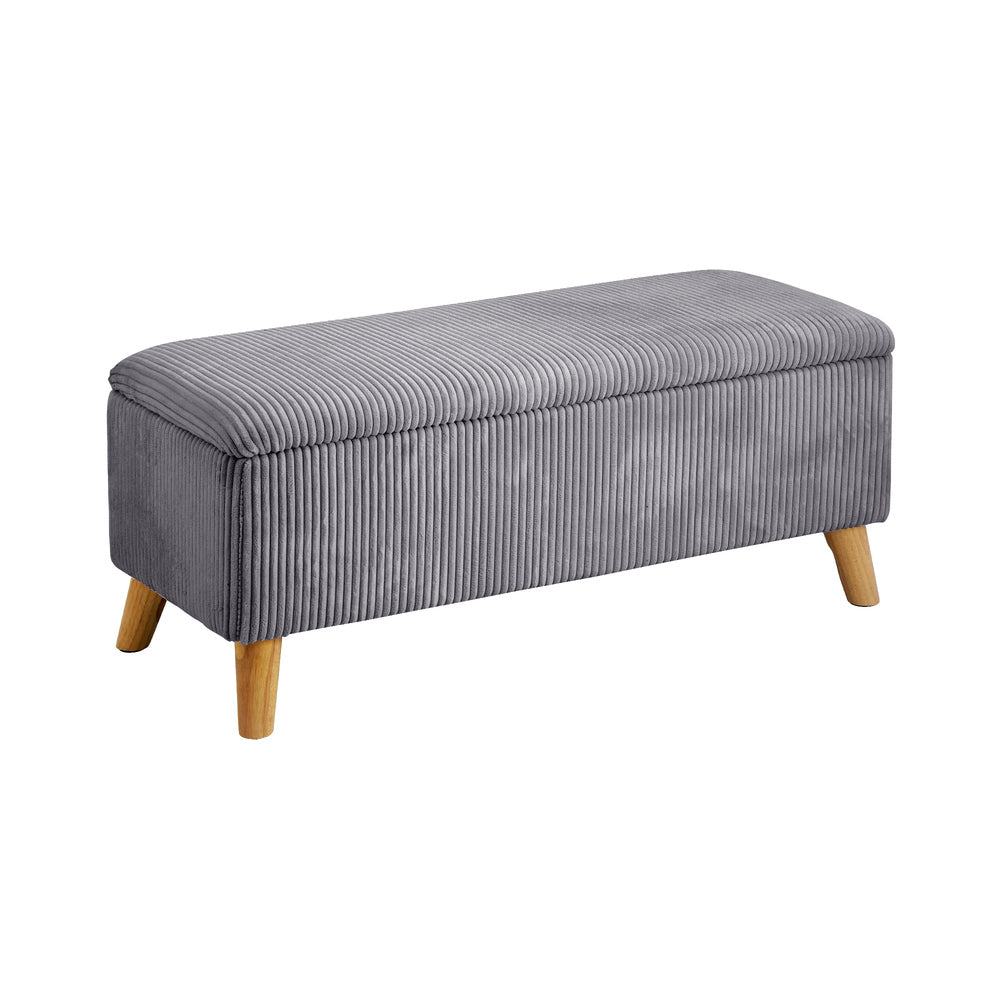 Parisi Two in One Ottoman Storage Box and Seating Bench | Cushioned Soft Velvet Ripple Blanket Box