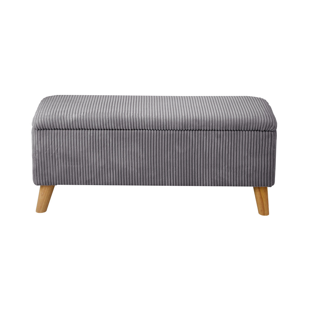 Parisi Two in One Ottoman Storage Box and Seating Bench | Cushioned Soft Velvet Ripple Blanket Box