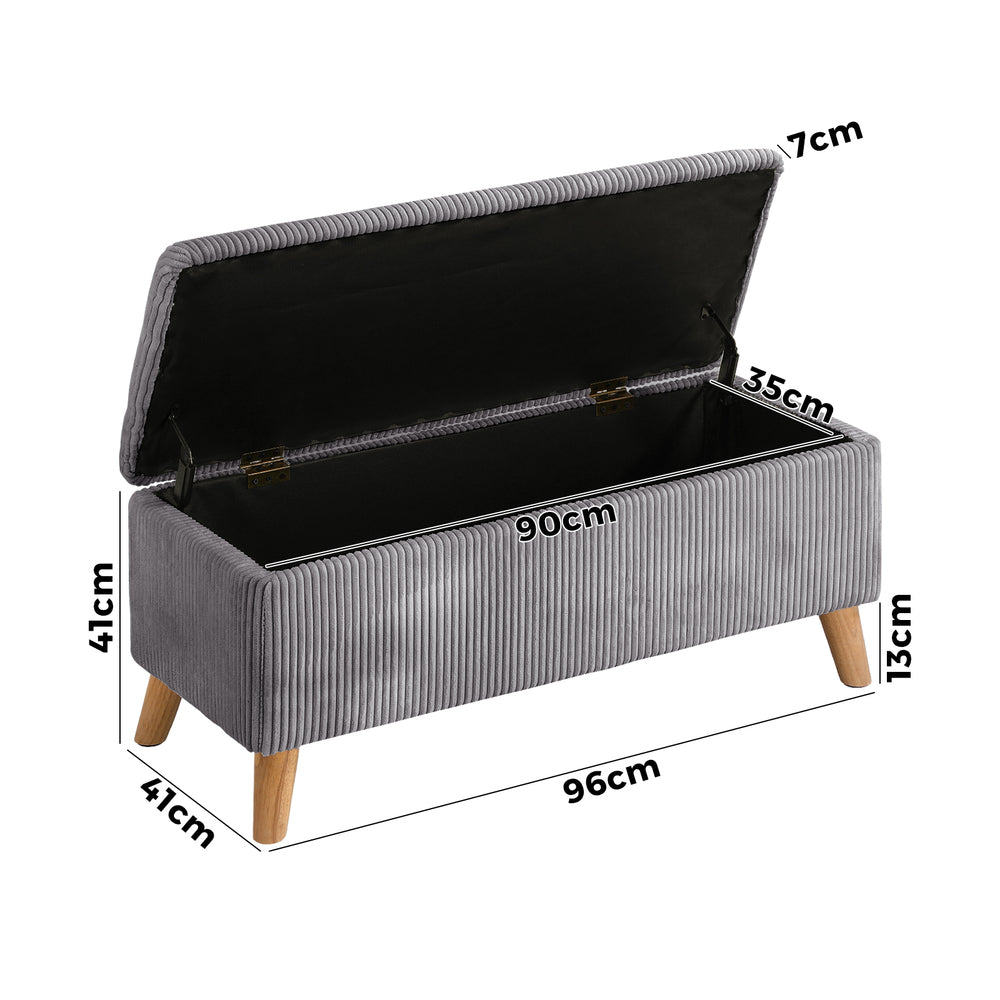 Parisi Two in One Ottoman Storage Box and Seating Bench | Cushioned Soft Velvet Ripple Blanket Box