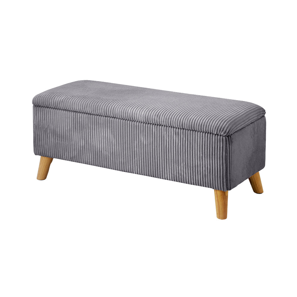 Parisi Two in One Ottoman Storage Box and Seating Bench | Cushioned Soft Velvet Ripple Blanket Box