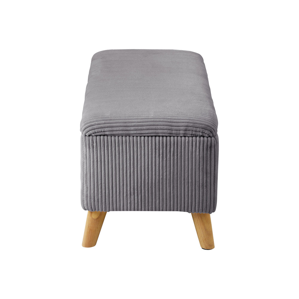 Parisi Two in One Ottoman Storage Box and Seating Bench | Cushioned Soft Velvet Ripple Blanket Box