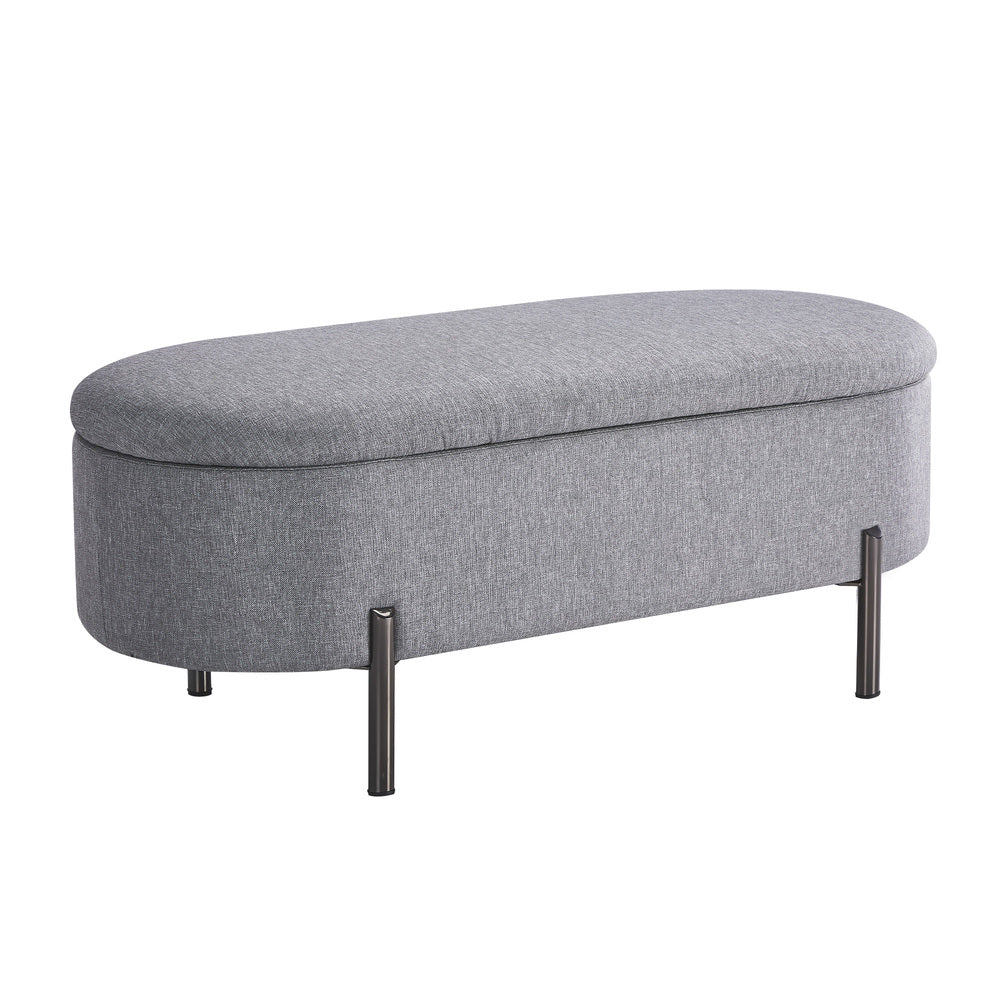 Julia Two in One Storage Ottoman and Seating Bench | Oval Shaped Modern Blanket Box Boucle or Linen
