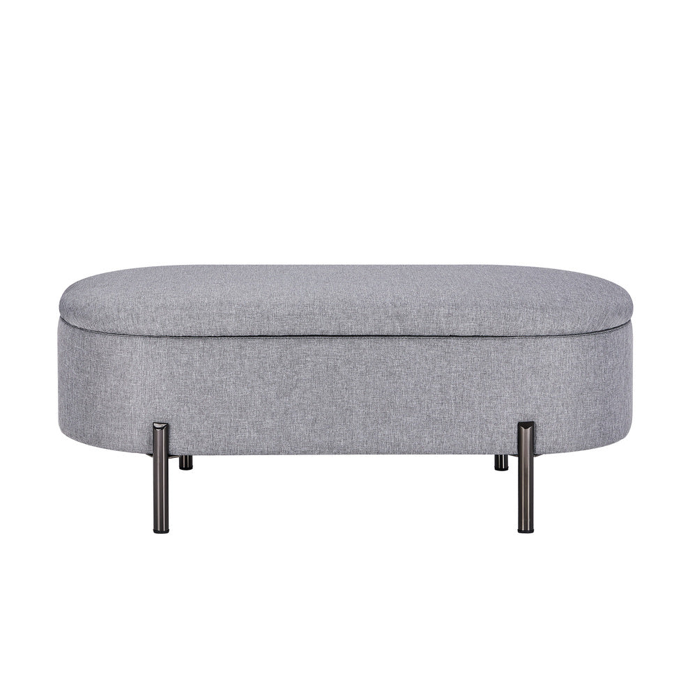 Julia Two in One Storage Ottoman and Seating Bench | Oval Shaped Modern Blanket Box Boucle or Linen