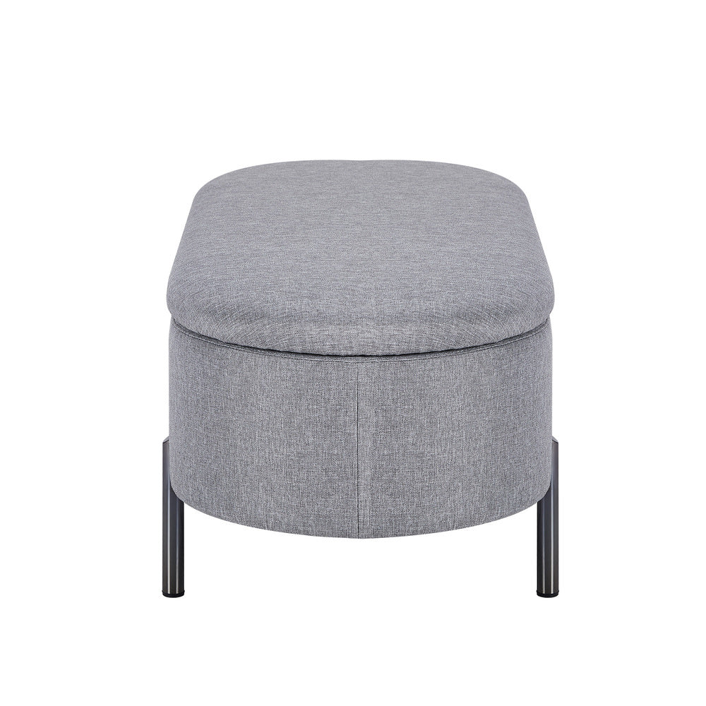 Julia Two in One Storage Ottoman and Seating Bench | Oval Shaped Modern Blanket Box Boucle or Linen