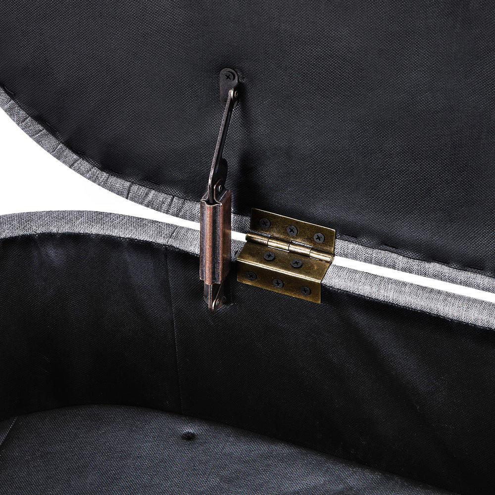 Julia Two in One Storage Ottoman and Seating Bench | Oval Shaped Modern Blanket Box Boucle or Linen