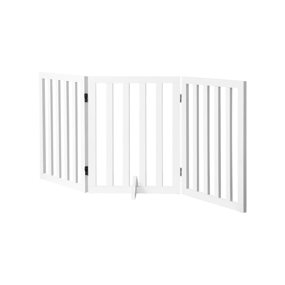 Premium White Wooden Foldable Pet Gate | Modern Dog Fence | 3/4/6 Panel Pet Safety Gate