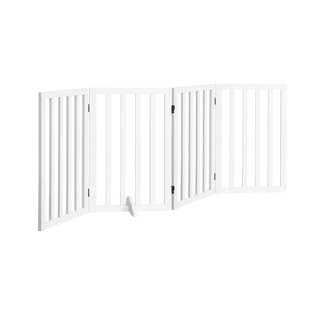 Extra Tall 80cm High White Wooden Pet Gate | Foldable Stable Dog Fence Safety Stairs Gate