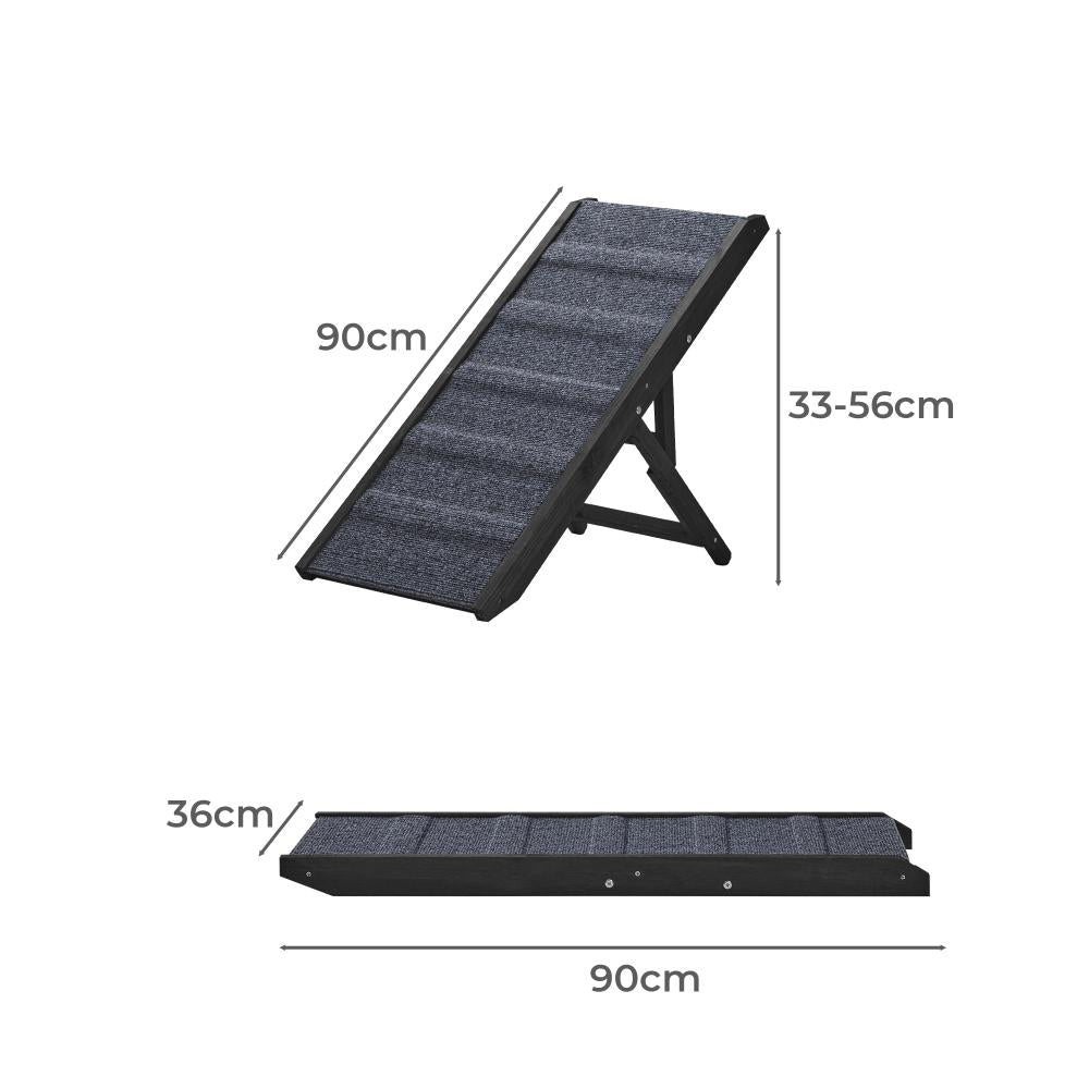 90cm Adjustable Pet Ramp with Extra Grip | Foldable Travel Dog Stairs