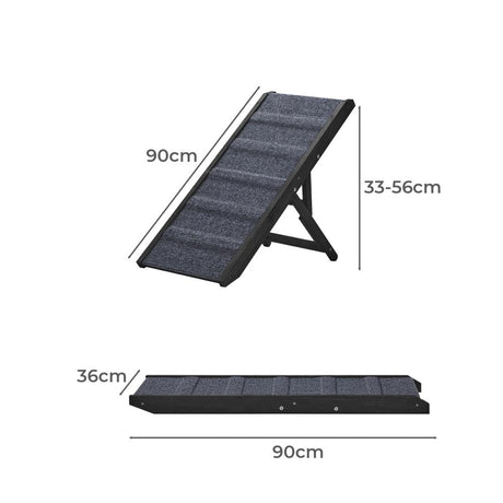 90cm Adjustable Pet Ramp with Extra Grip | Foldable Travel Dog Stairs