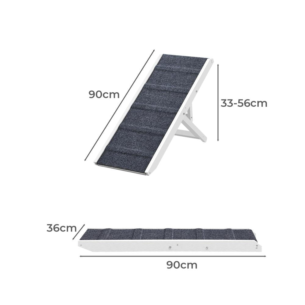 90cm Adjustable Pet Ramp with Extra Grip | Foldable Travel Dog Stairs