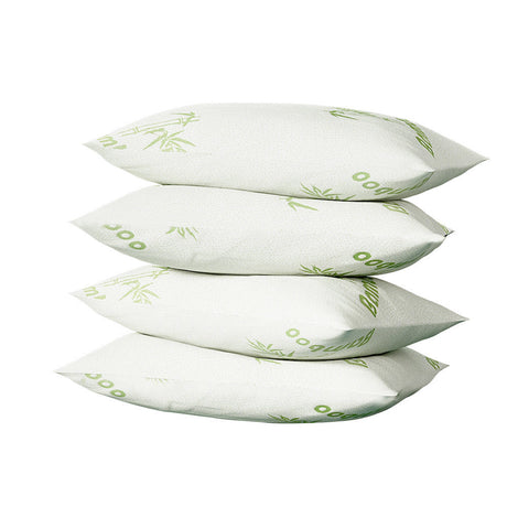 Set of Four Nuvola Bamboo and Memory Fibre Pillows | Standard Size Multi Firmness Breathable Pillows