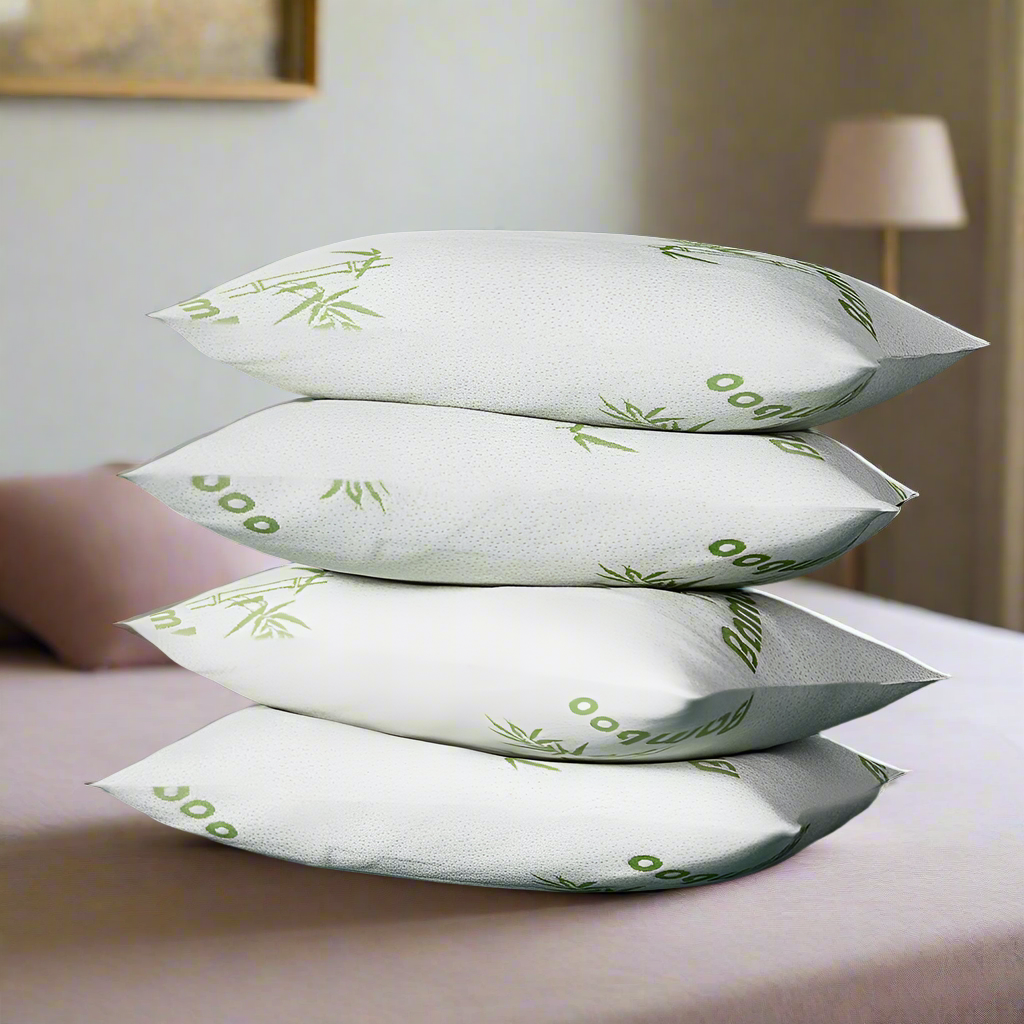 Set of Four Nuvola Bamboo and Memory Fibre Pillows | Standard Size Multi Firmness Breathable Pillows