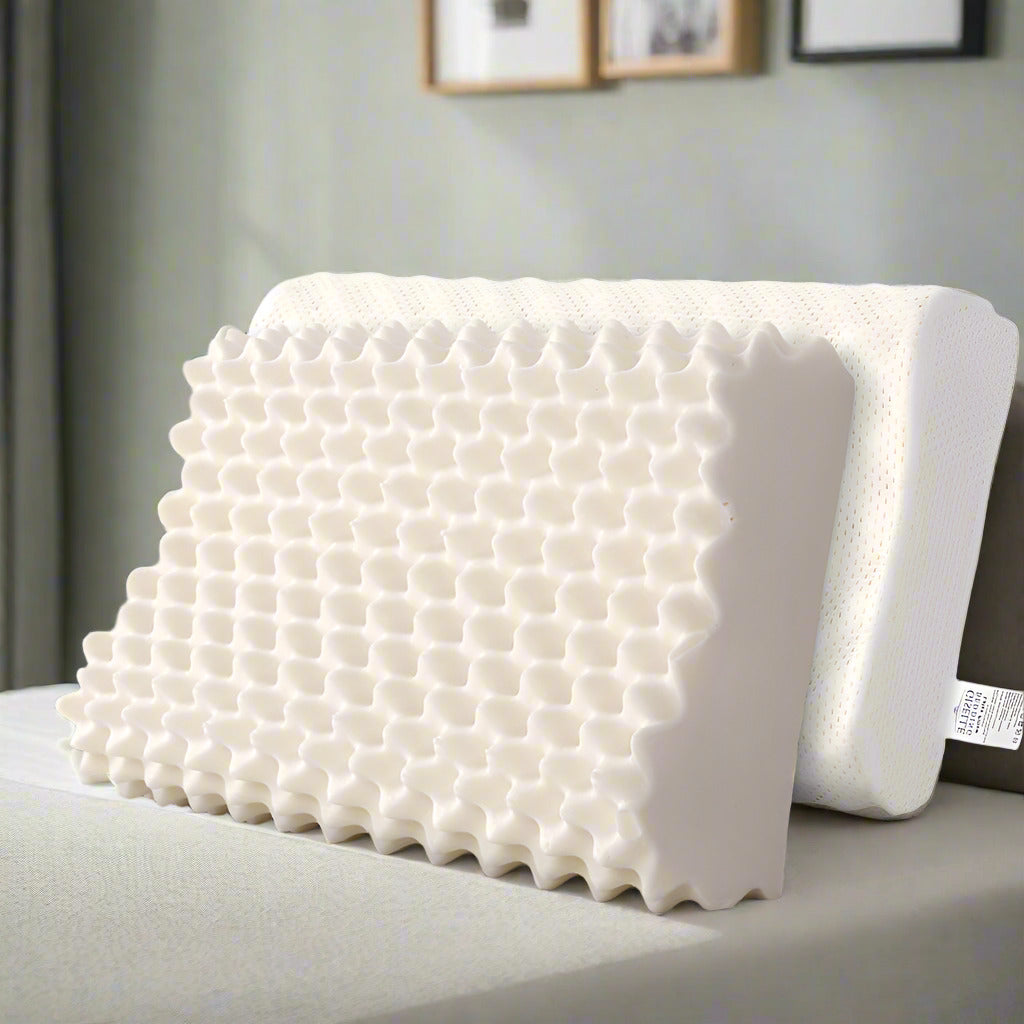 Two Essenza Pure Latex Multi Support Breathable Pillows | 3 Zone Massage Latex Pillows