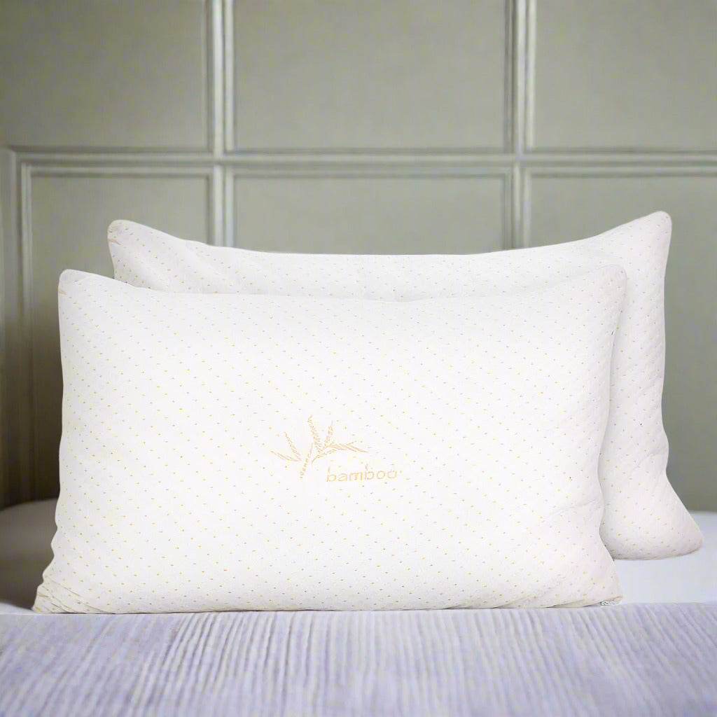 Essenza Two Bamboo Memory Foam Pillows | Cooling Gel Infused Sleep Support Pillows