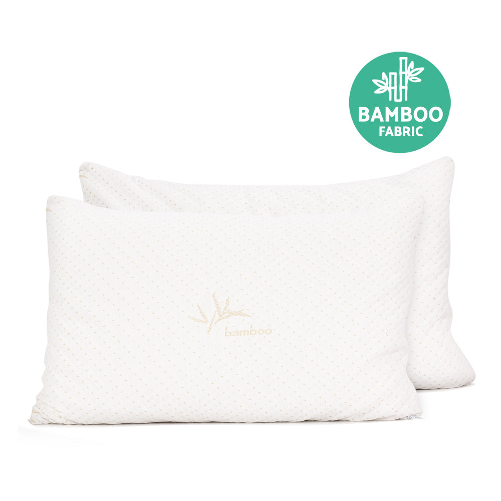 Essenza Two Bamboo Memory Foam Pillows | Cooling Gel Infused Sleep Support Pillows