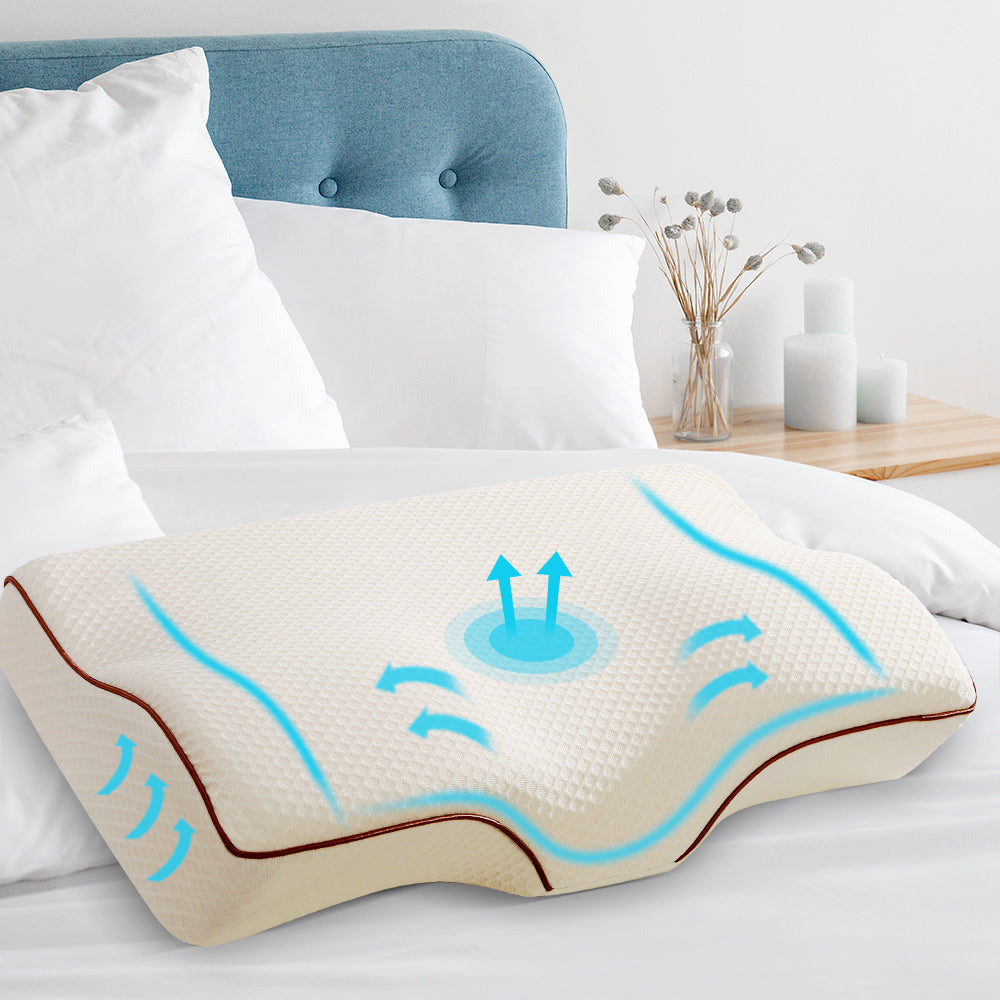 Nuvola Luxury Multi Position Neck Support Pillow | Memory Foam Butterfly Shape Pillow in Beige